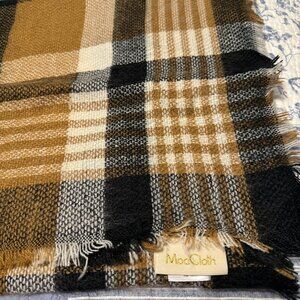 ModCloth Loch & Key Tan, Black Plaid Oversized Blanket Scarf